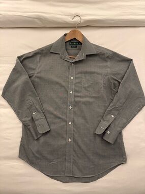 Lauren Ralph Lauren Gray Plaid Dress Shirt - Non-Iron